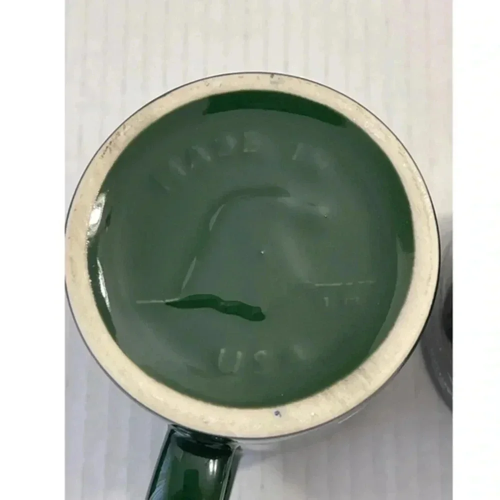 Set of 2 Jaguar Automotive Logo Coffee‎ Mugs Green/Gold Made in the USA